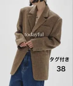 タグ付き】todayful Wool100% Check Jacket 38