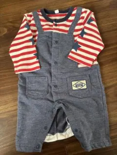 ストライプ柄オーバーオール 70