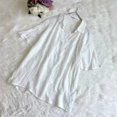 キューティーブロンド（M）スキッパーシャツ 半袖ブラウス ホワイト 白 透け感のサムネイル