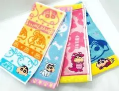 【新品未使用】クレヨンしんちゃん　ワンポイント刺繍　ハンカチ　4点まとめ売り