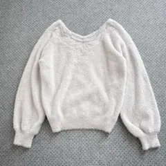 ミッシュマッシュ　バックレースシャギーニット　後ろネックレス付　セーター