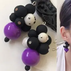 ▫︎◼︎659◼︎▫︎パープルボール×うずらピアス/aaacccu