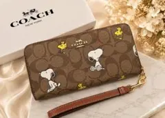 COACH コーチ スヌーピー コラボ シグネチャー 長財布 ブラウンのサムネイル