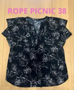 <ROPE PICNIC> 半袖ブラウス 38 ブラック 花柄 美品