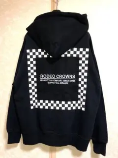 ☆ロデオクラウンズワイドボウル☆超美品♪ワッペンロゴゆるジップパーカーM黒☆