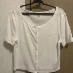 GAP 半袖 リブ カーディガン ホワイト Sのサムネイル