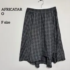 AFRICATARO チェック柄 フレアスカートF前面ラップ式凝った作りc493