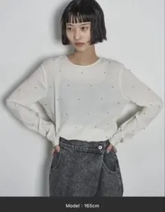 【THE YOn】 ドットスタッズリップルトップス
