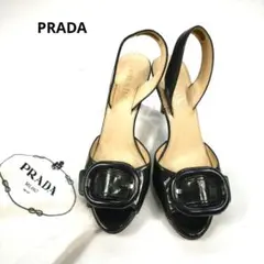 PRADA プラダ サンダル エナメル ブラック バックストラップ 良品のサムネイル