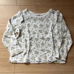 petit main 花柄フリル袖長袖カットソー