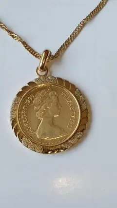 エリザベス2世 ペンダントトップ ネックレス K18GF 1984年 美品 です エリザベス2世 ペンダントトップ ネックレス K18GF 1984年 美品 です