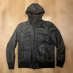 【極柔ラムレザー】EDIFICE エディフィス レザーフーディ Lサイズ 黒