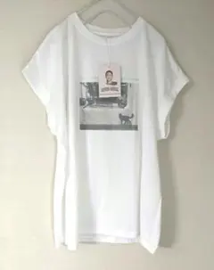 新品大きいサイズSUNNY HOUSE白色風景猫ネコTシャツチュニックLLのサムネイル
