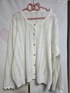 ルオシー　４L　汚れあり　カーディガン　ホワイト