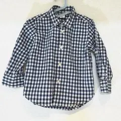 【美品】GAP Babyハートネイビー　チェック柄　シャツ　90〜100