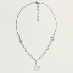 ハンドメイド ネックレス 水色×星 ウィッシュコア フェアリーグランジ