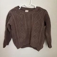 プティマイン　ブラウン ケーブルニット セーター