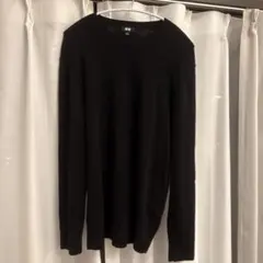 ユニクロ カシミヤクルーネックセーター L定価9,990円 黒