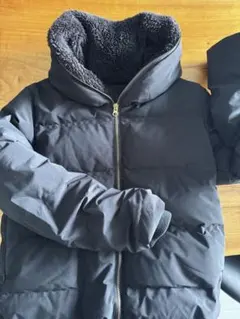 ブラックダウンジャケット フリースライニング