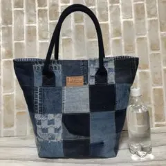 デニム パッチワーク トートバッグ Ａ4サイズ入ります。