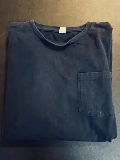 ネイビー コットン Tシャツ ポケット付き