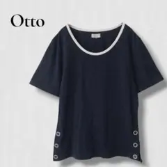 ..オットー 半袖Tシャツ　サイドボタン 黒　ブラック　カジュアルのサムネイル