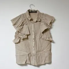 フリル付きベージュノースリーブシャツ M イング INGNI