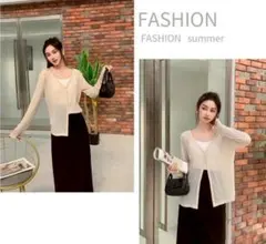 薄手カーディガン 日焼け防止 フリーサイズ無地 長袖 冷房対策 サブ羽織り