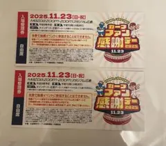 カープ感謝デー 2025 入場券 自由席 2枚のサムネイル