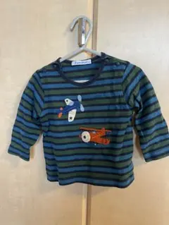 familiar 飛行機刺繍 長袖Tシャツ 80cm