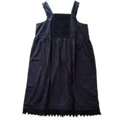 Lサイズ シロップ ジャンバースカート 黒 レース ピンタック