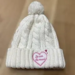 ホワイト ケーブル編み ニット帽