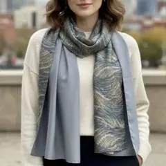 着物 リメイク ストール 水色