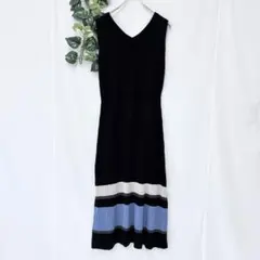 美品✨ アズールバイマウジー ニット ワンピース ブラック ボーダー ロング