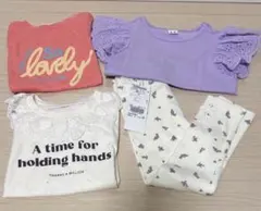 【新品未使用品】Kid's女の子 半袖Tシャツ＆花柄レース長ズボン 95cm
