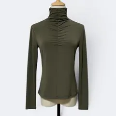 HIROKO BIS ハイネックカットソー シャーリング 9 カーキのサムネイル