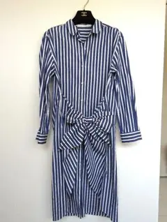 美品スピックアンドスパン　ストライプシャツワンピース