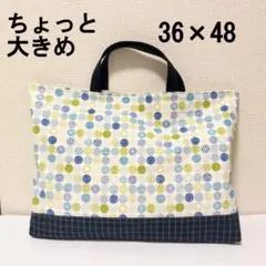 手提げ袋 レッスンバッグ 大きめ 木 ドット ホワイト