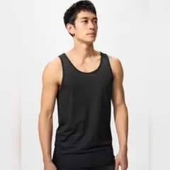 ユニクロ エアリズムデオドラントメッシュタンクトップ 09 BLACK ブラック