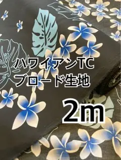 2m ハワイアンTCブロード　プルメリア　ハギレ　生地