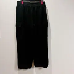 hyba 黒いカーゴパンツ サイドポケット付き　【L/G】　ブラック　柔らかい