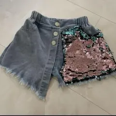★110 120 ショートパンツ デニム 半ズボン スパンコール付き