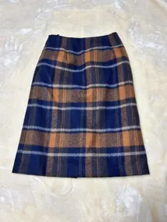 ネイビーオレンジチェック タイトスカート