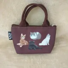 KALDI 猫イラスト ポーチ ブラウン
