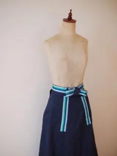 1960's-1970's フランスヴィンテージ古着 紺色の巻きスカート