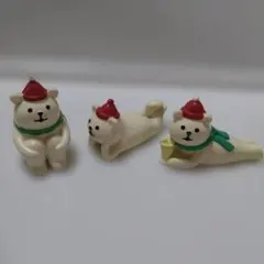 デコレ コンコンブル クリスマス シロクマ 置物 3点セット