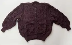 ダークパープル 手編みカーディガン