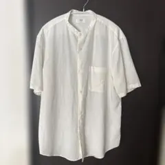 UNIQLO バンドカラーシャツ 半袖 ホワイトのサムネイル