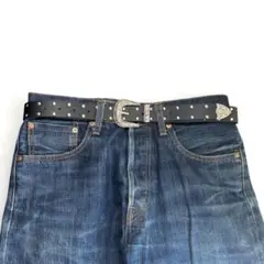 ウエスタンベルト スタッズ 黒 ベルト y2k 古着 ブラック wb100-7