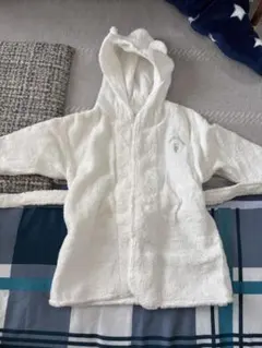亀*里様 ジェラートピケ ホワイト ベビーバスローブ フード付き